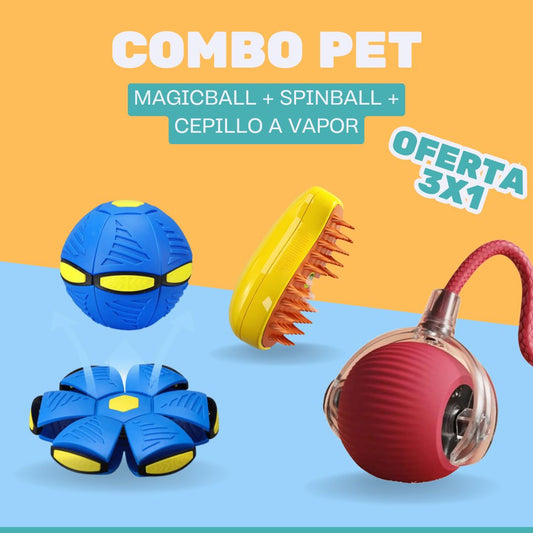 COMBO PET - MAGICBALL + SPINBALL + CEPILLO VAPORIZADOR